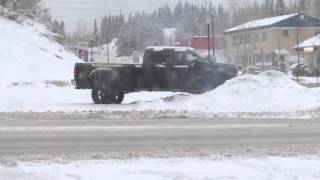 BIG FAIL Lifted truck ford f250 stuck in snow