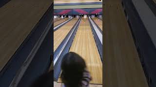 Lexi trying to pick up her spare in the 1st frame