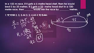 In a 150-m race  if R gets a 5 metre head start then he would beat S by 35 metres #ssc phase 12