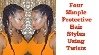 4 Simple Natural Hair Styles Using Twists - Waist Length 4C Hair