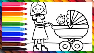 Mom and Her Baby Drawing,Coloring,Painting For Children || How to Draw a Mom