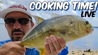 Cooking a JACK fish we caught today (and BOSTON BUTT) live! #FISH #PORK #COOKING #RECIPE