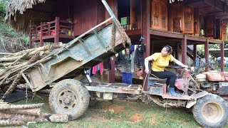 Transport delivery by rickshaw. Girl delivery driver, Sand carrier, Concrete transport - Gia Bảo