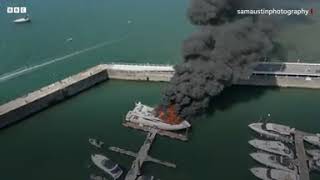 Superyacht fire  'Clean up before salvage' in Torquay   BBC News