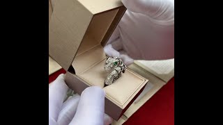 Unboxing Video | Bulgari Serpenti Ring, White Gold, Two Emerald Eyes set with full pavé diamonds