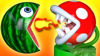 Learn Colors PACMAN vs Plant and Farm Magic Slide WaterMelon for Kid Children