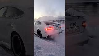 Brutal Audi RS7 Cold Start and Launch on snow