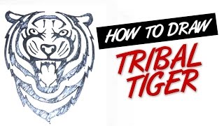 How to draw tribal tiger head tattoo design #11