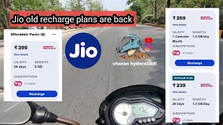 Jio old recharge plans are back