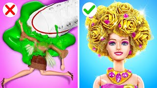 TRANSFORMACIÓN DE BELLEZA DE BARBIE RICA VS POBRE || Increíbles Trucos por 123 GO!