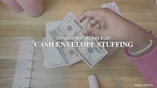 Cash Envelope Stuffing | $120 October Paycheck #2