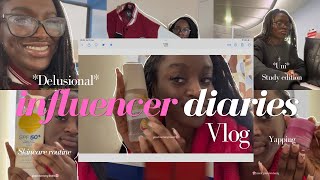 DELUSIONAL INFLUENCER DIARIES…vlog I skincare, mini uni exam study, lots of yapping as always :)