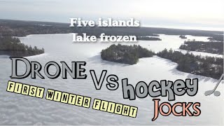 Drone Vs 2 hockey jocks , Challenge find them from the sky over the massive five Islands lake  4K