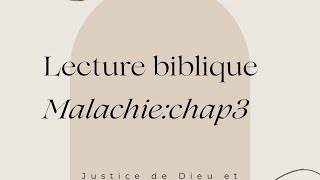 Lecture Biblique Malachie chapitre 3: L’arrivée du Messie et le jour du jugement dernier (vidéo 274)