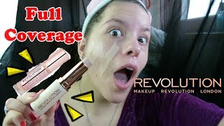 FULL COVERAGE?! | Makeup Revolution Conceal & Define + Stick Foundation | Live Test