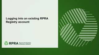 Logging into an existing RPRA Registry account