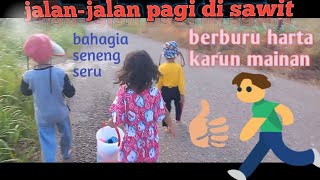 #bermainanak#jalanpagi#olahragapagi. berburu harta karun mainan di sawit