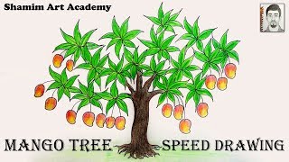 How to Draw Mango Tree Speed Drawing