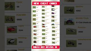 Indian Bikes Driving 3D All Vehicle Cheats Codes #shorts #short #indianbikedriving3d #cheatcodes