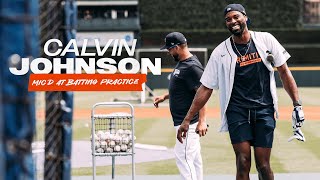 Detroit Lions Legend Calvin Johnson is Mic'd Up to Take Some Swings at Tigers Batting Practice