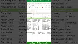 Learn Vlookup + Match Function Formula In Excel In Just Few Seconds #youtubeshorts #shorts #excel