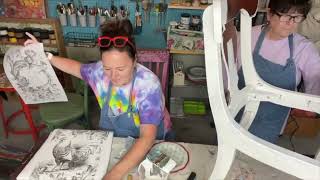 Farmhouse style upcycle, thrift store chairs with DIY Paint and Paint Inlay!  Easy thrift flip!