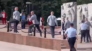 Angry Russian Man Push Throws Speaker Russian National Anthem was Playing | Gone Wrong