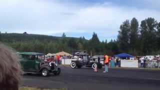 27' MODEL T ROADSTER PICKUP VS. 29' MODEL A SEDAN BILLETPROOF ERUPTION DRAGS TOUTLE, WA 2013