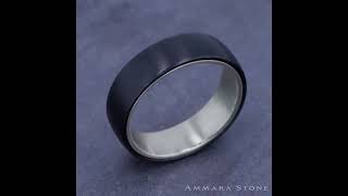 RIRCF956561BKTW - 6.5mm Men's Black Titanium and White Gold Ring