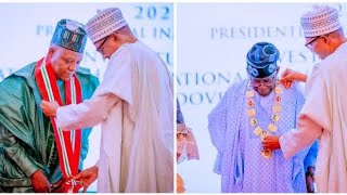 Tinubu’s full Speech as President Buhari Confers National honour on him and Shetima