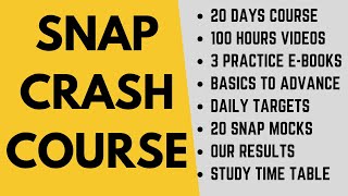 SNAP crash course starting from 26 Nov: Video classes, SNAP books, Updated Mocks, daily targets