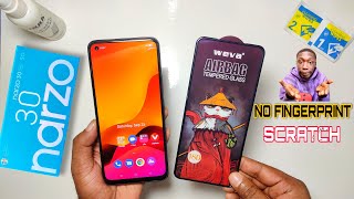 Realme Narzo 30 WEVA Airbag Tempered Glass Protector Setup || 18D Glass Protector Film