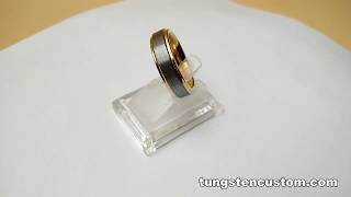 Couples Gold Step Edge Silver Brushed Tungsten Wedding Band Rings