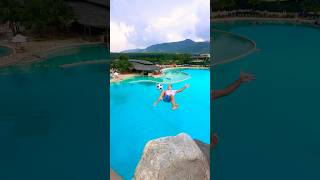 Power bicycle kick from 10 meters cliff💪🚀⚽️ #football #waterpark