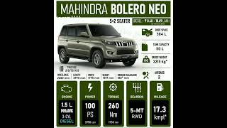 New Mahindra Bolero Neo 4x4 Suv full detail with price 2021 model #4x4 #New #Bolero #detail #short