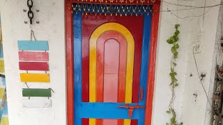 Colourful Door Painting 🚪🎨 Old Door Restoration 🤩 How To Do Painting 🖌️ Paintings Ideas 💡 Life Hack