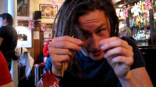 How to do dreadlocks with a needle, in a bar, London