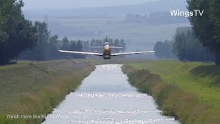 Breitling Fighters P-51 Mustang flies LOW down a canal!!