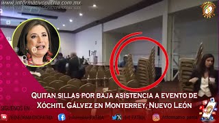 Quitan sillas por baja asistencia a evento de Xóchitl Gálvez en Monterrey, Nuevo León