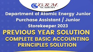 Department_of_Atomic_Energy Basic Accounting Principles Previous Year Detailed Solution #DPSDAE2023