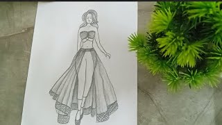 How to draw a girl wearing fashionable dress // Pencil Sketch for beginners