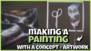 I made a painting in a painting, with a painting | the painting process | 'Commission'