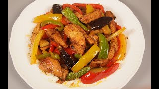 Hähnchenbrust mit Aubergine, Zucchini und Farbige Paprika!! appetitlich Essen & unglaublich lecker.