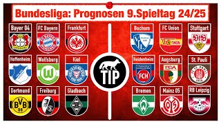 9. Spieltag Bundesliga  24/25: Alle Spiele Prognosen & Tipps