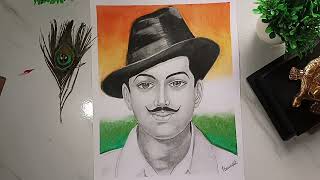 Independence day drawing, Bhagat Singh drawing full tutorial 😍