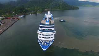 Cruise Ship MS Regatta via Drone in Guatemala Santo Tomas