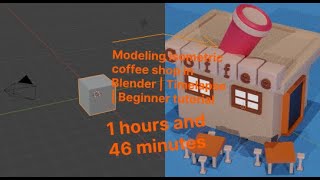 Modeling isometric coffee shop in Blender | Timelapse | Beginner tutorial