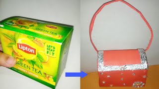 Best Reuse of Waste Green Tea Box|Diy mini hand bag from empty box|Best out of waste