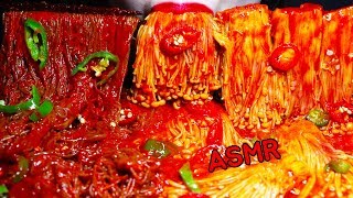 ASMR मसालेदार नूडल्स Mie pedas Spicy noodles  송주불냉면과 팽이버섯 먹방 NO TALKING