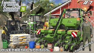 PLANTING CORN AND ROLLING FIELDS WITH JDs | Animals on RIVERBEND | Farming Simulator 25 | Episode 7